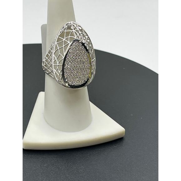Sterling Silver Cubic Zirconia
Spider Web Weave Design Ring 2.40 Cts New Sz 8 - Picture 3 of 10